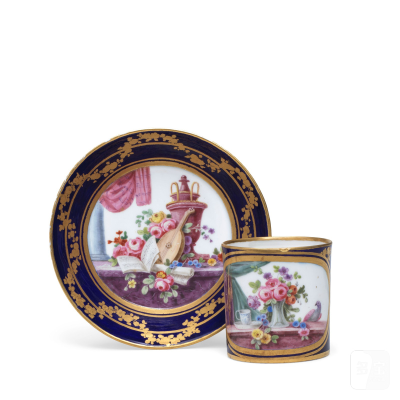 A Sèvres blue-ground cup and saucer (gobelet litron et soucoupe), dated 1776